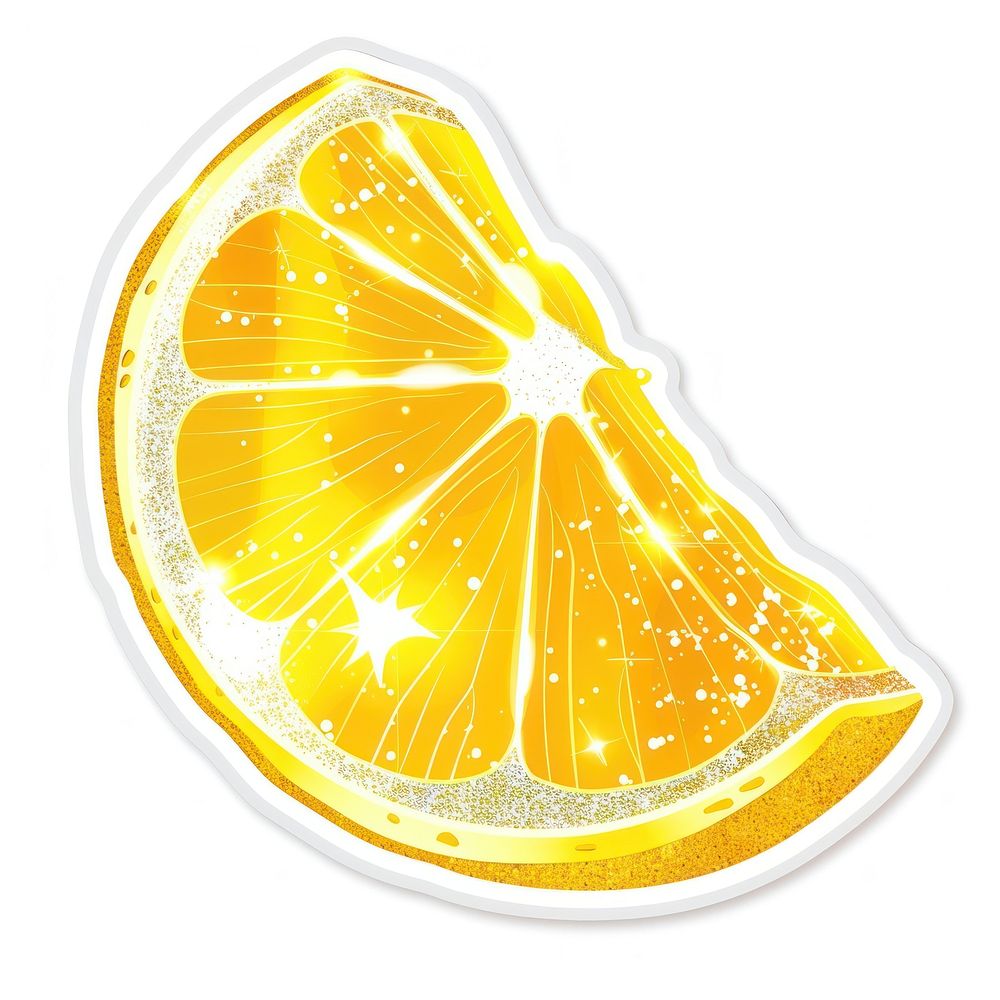 Glitter lemon flat sticker grapefruit produce ketchup.