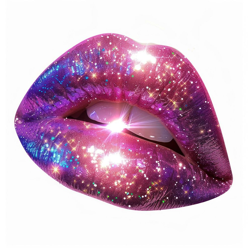 Glitter lip cosmetics lipstick person.