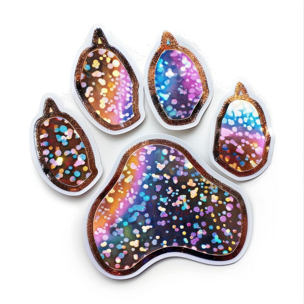 Glitter paw print flat sticker accessories accessory gemstone.