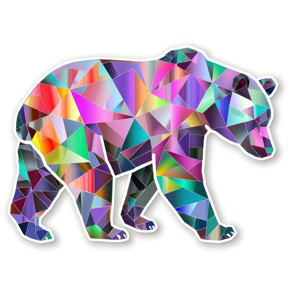 Glitter polygon bear flat sticker chandelier wildlife elephant.