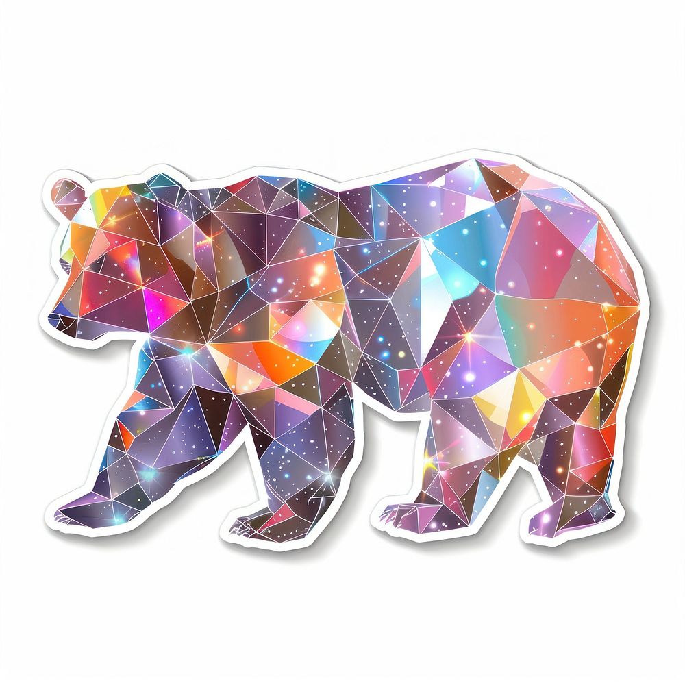 Glitter polygon bear sticker accessories accessory graphics.