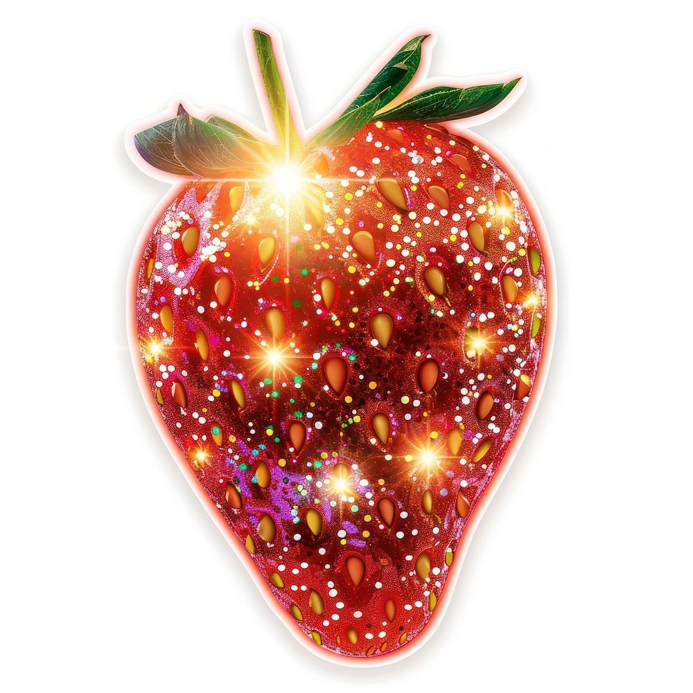 Glitter strawberry flat sticker accessories accessory produce.