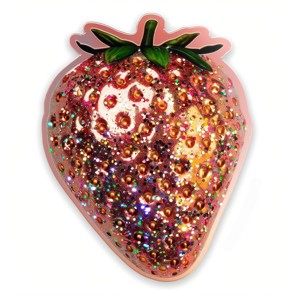 Glitter strawberry flat sticker accessories accessory produce.