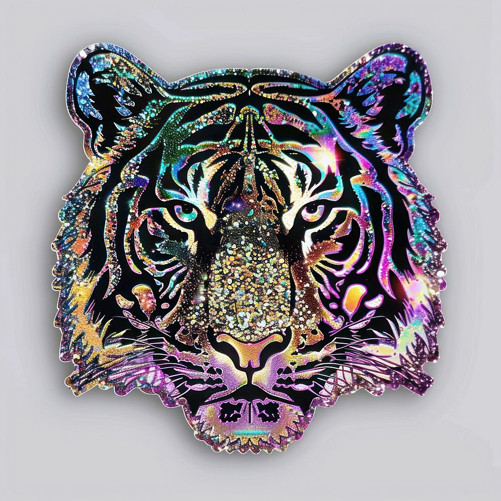 Glitter tiger flat sticker accessories accessory porcelain.