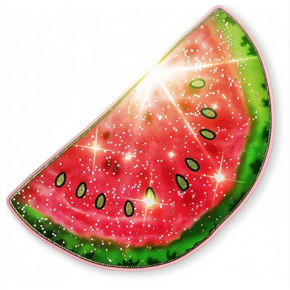 Glitter watermelon slice flat sticker produce fruit plant.