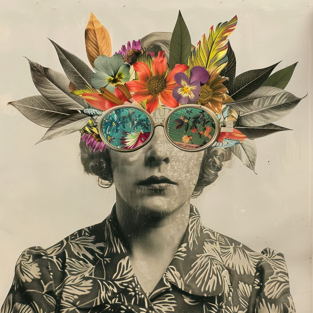 Paper collage of blindness photo photography accessories.