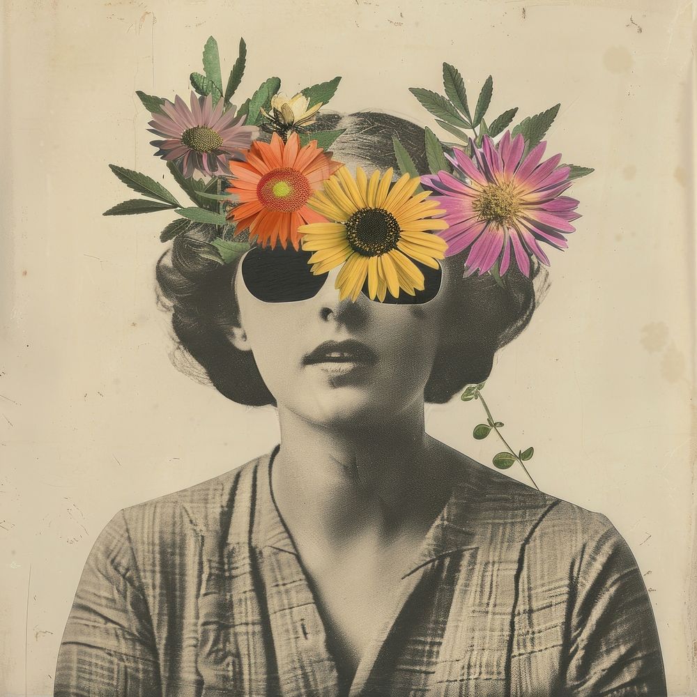 Paper collage of blindness flower photo photography.