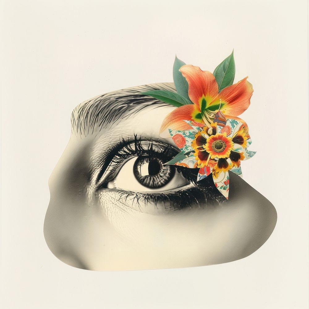 Paper collage of eye flower accessories accessory.