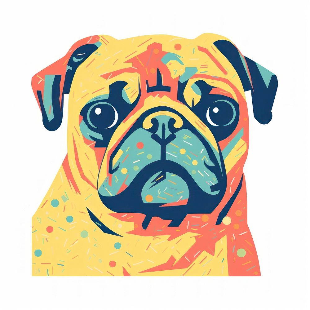 A vector graphic of pug clothing bulldog apparel.