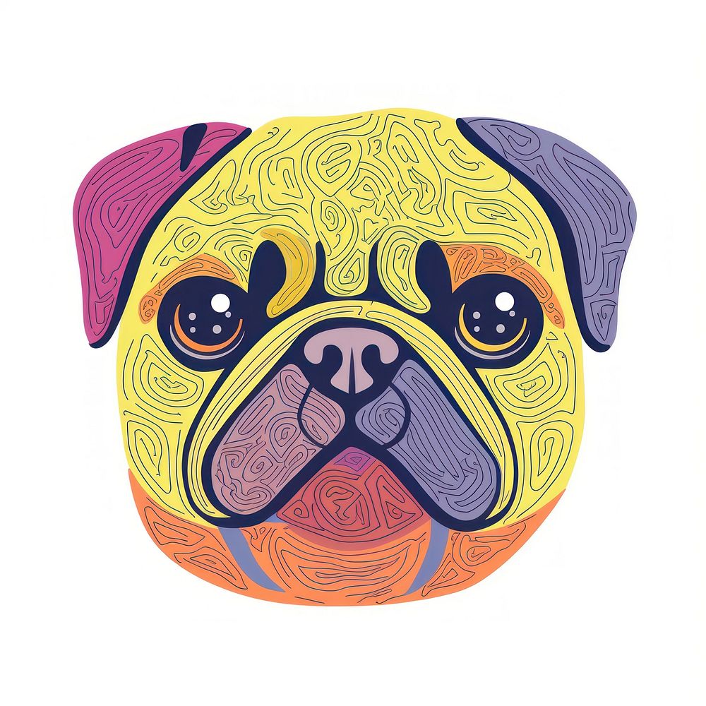 A vector graphic of pug illustrated furniture drawing.