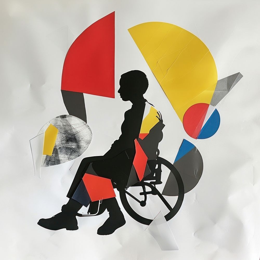 Collage with disabled woman person human logo.