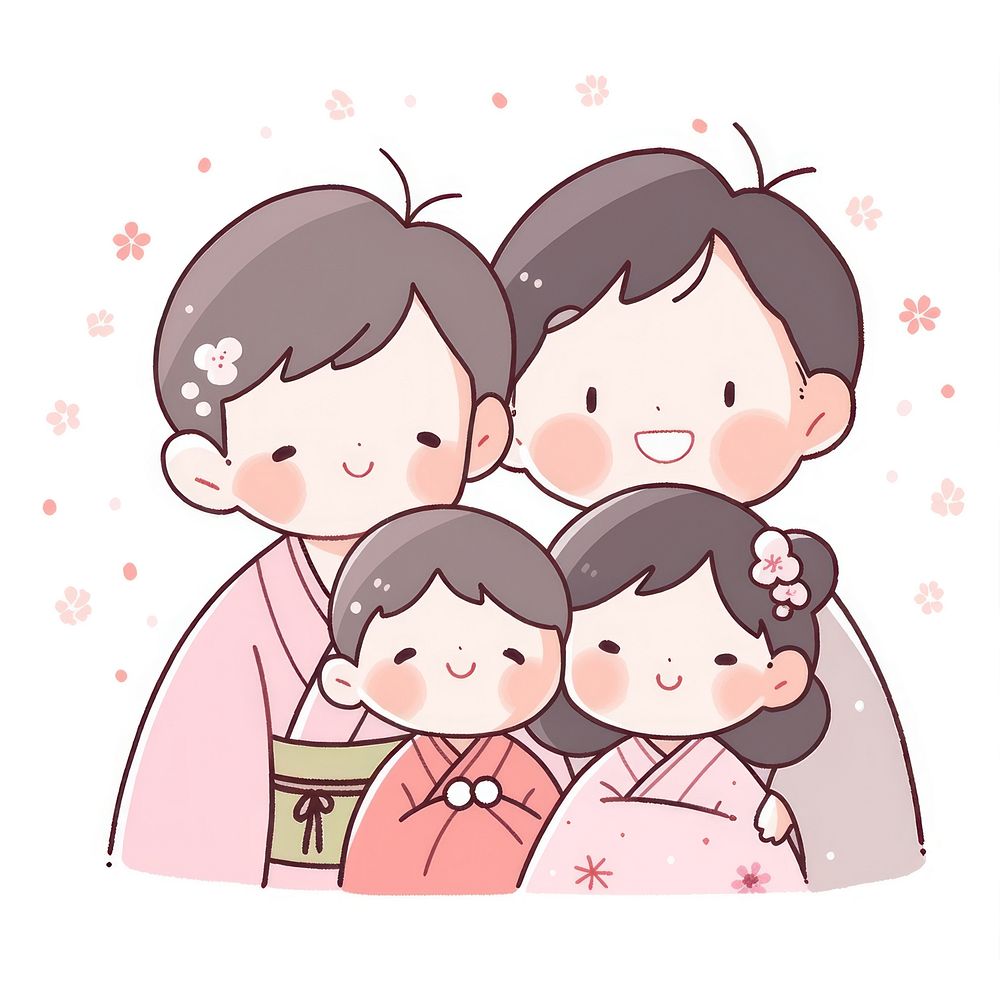 Asian family art publication illustrated.