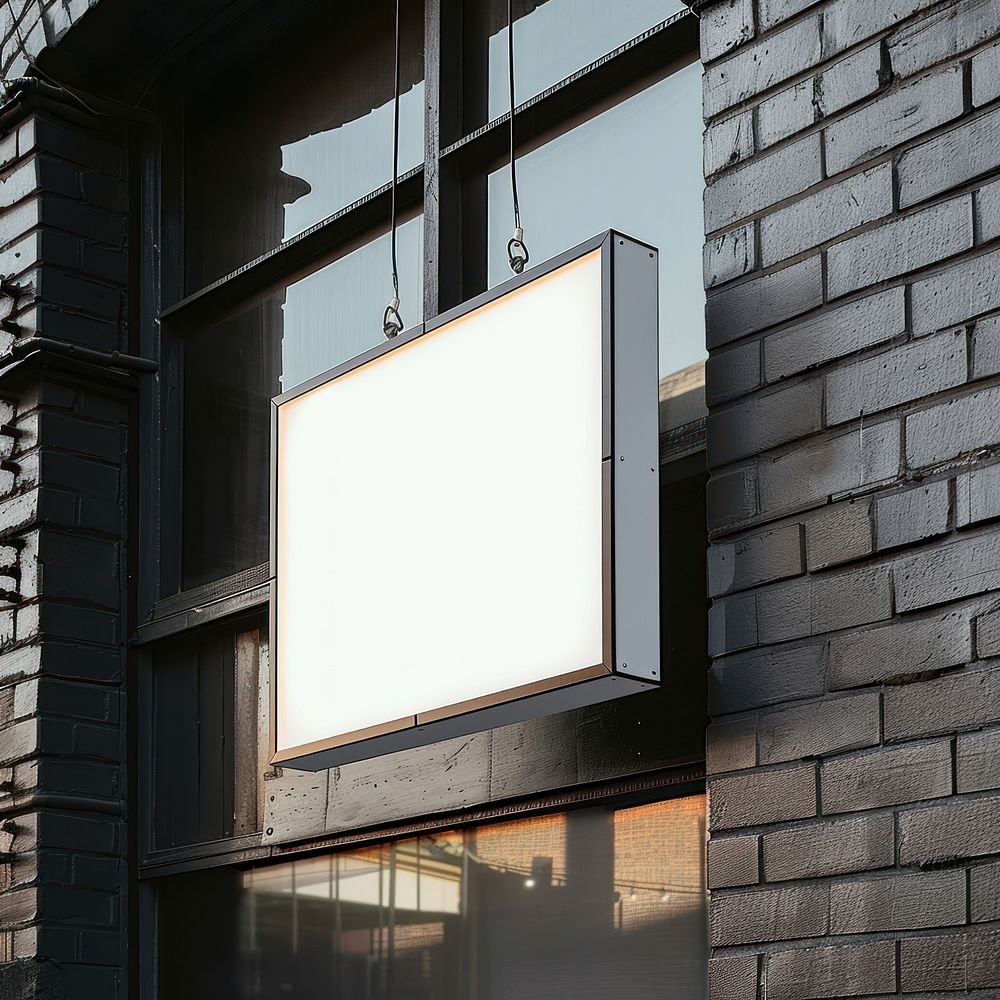 Blank light box sign mockup building architecture electronics.