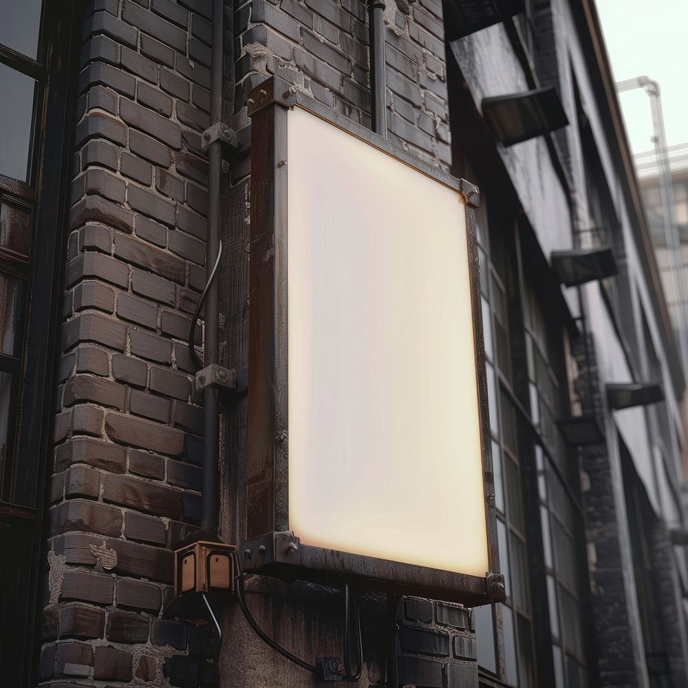 Blank light box sign mockup electronics screen brick.