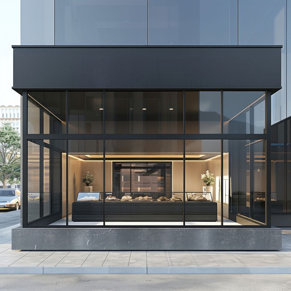Material of its base is glass mockup door transportation architecture.