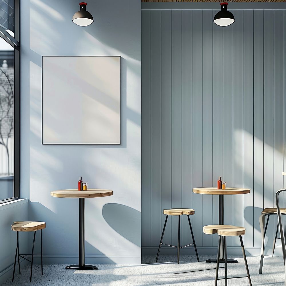 Interior wall mockup restaurant architecture furniture.