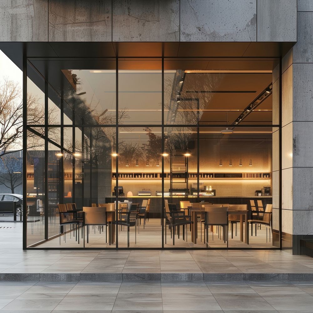 The material of its base is glass mockup restaurant door transportation.