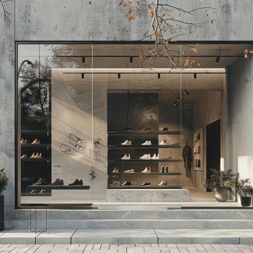 The material of its base is glass mockup shop shoe transportation.