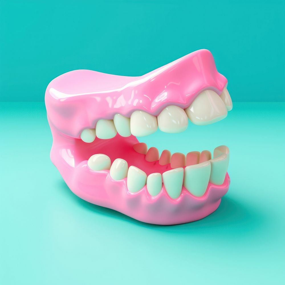 3d Surreal of a denture dessert person mouth.