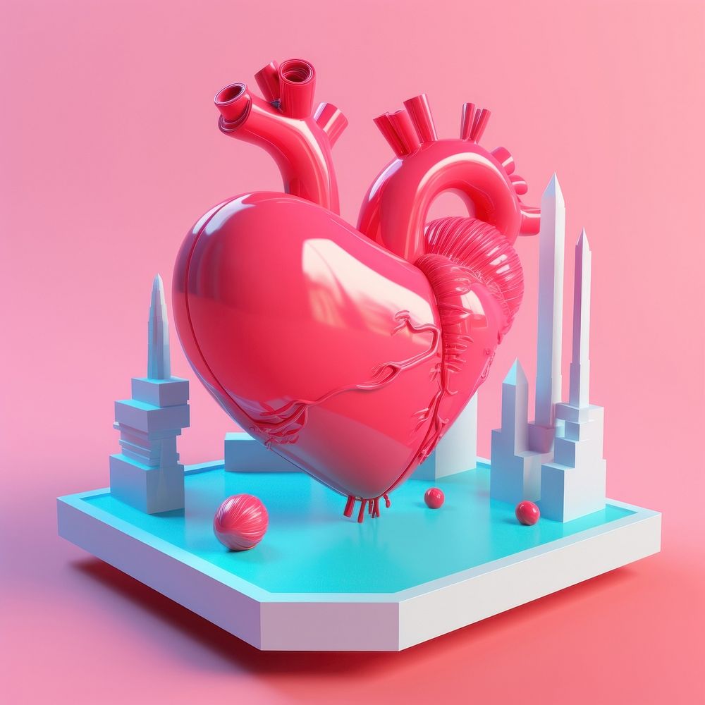 3d Surreal of a heart balloon.