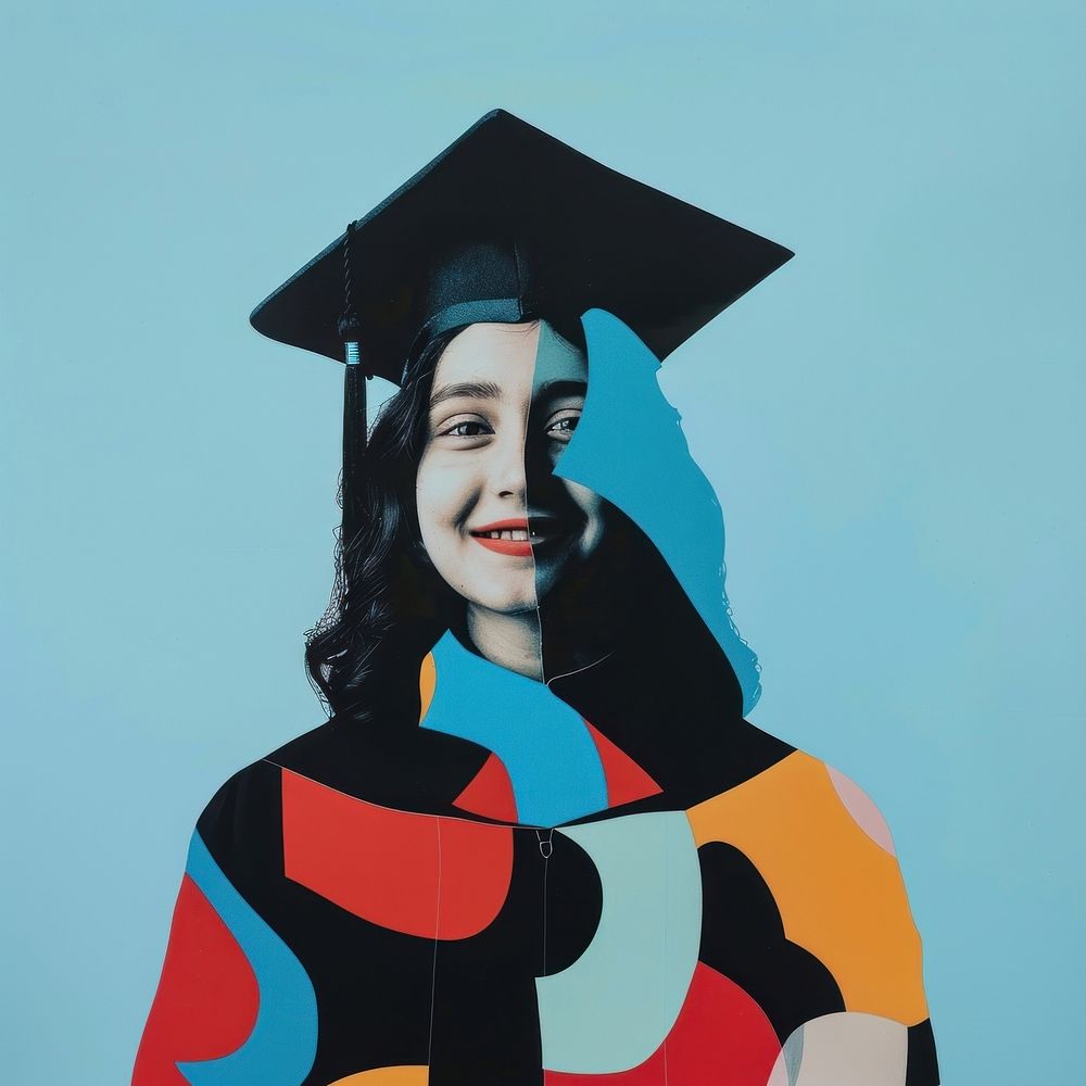Collage of graduation girl portrait people photo.