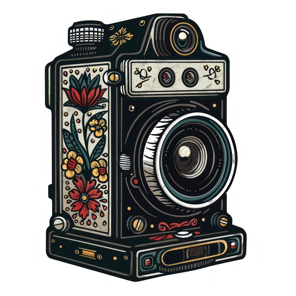 Tattoo illustration of a camera electronics digital camera.