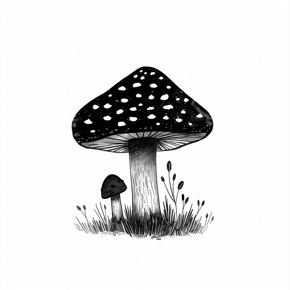 Mushroom art illustrated drawing.