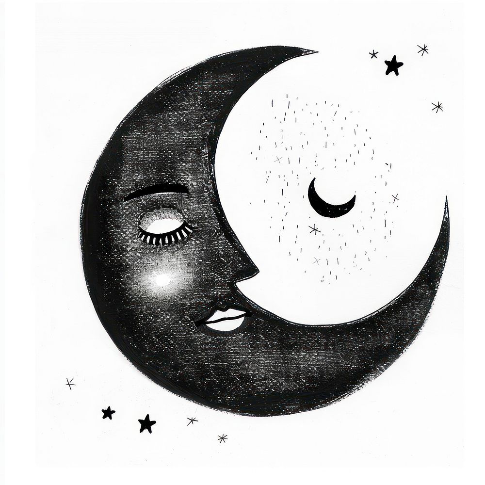 Moon art illustrated silhouette.