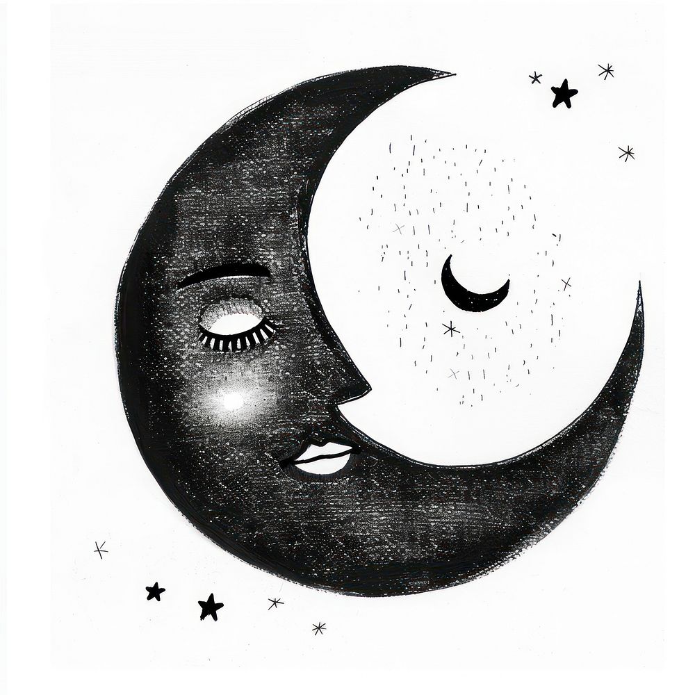 Moon art illustrated silhouette. | Free Photo Illustration - rawpixel