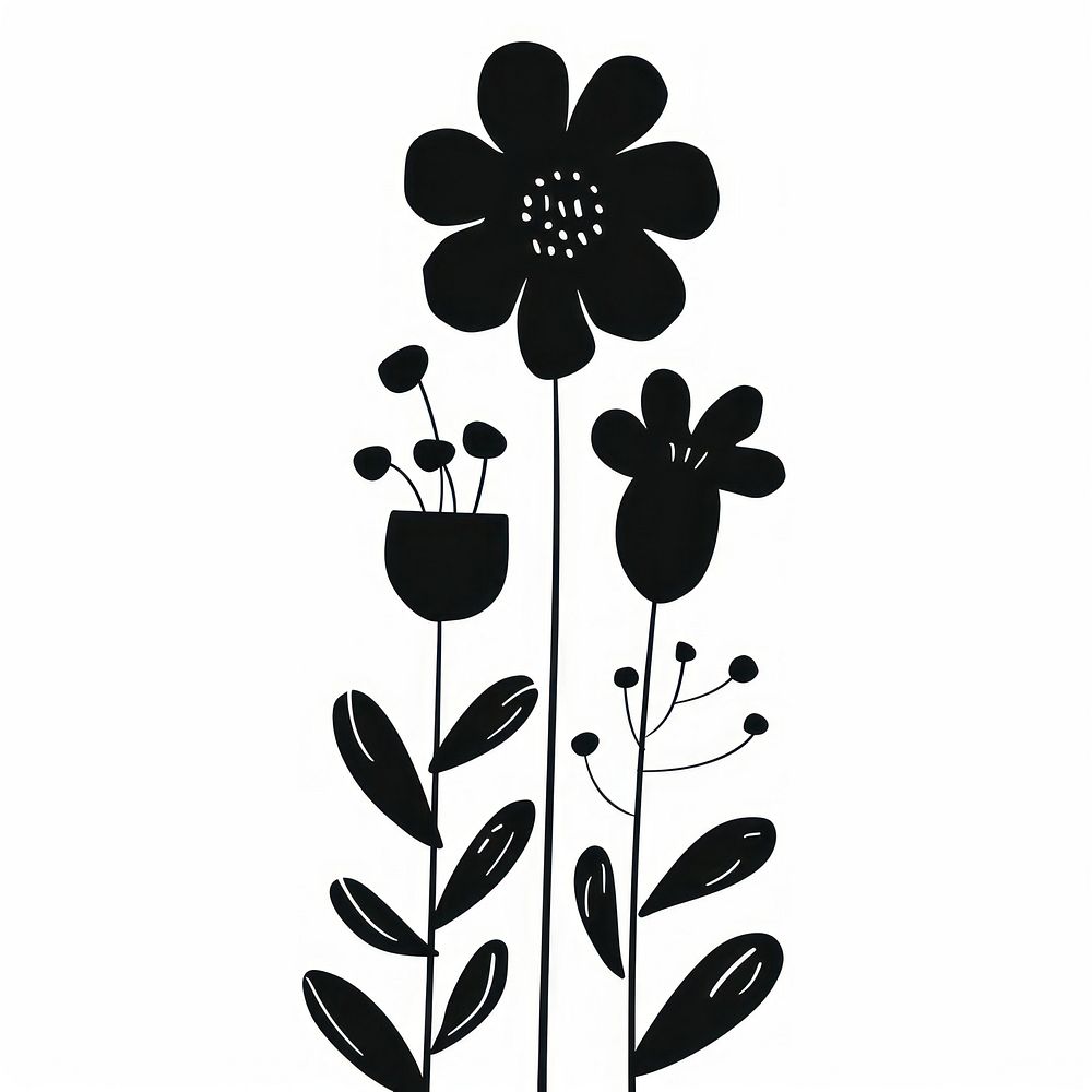 Flower art illustrated silhouette.