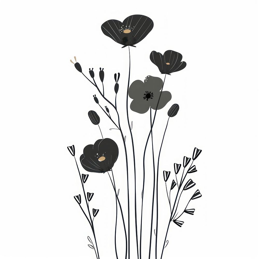 Flower art illustrated blackbird.