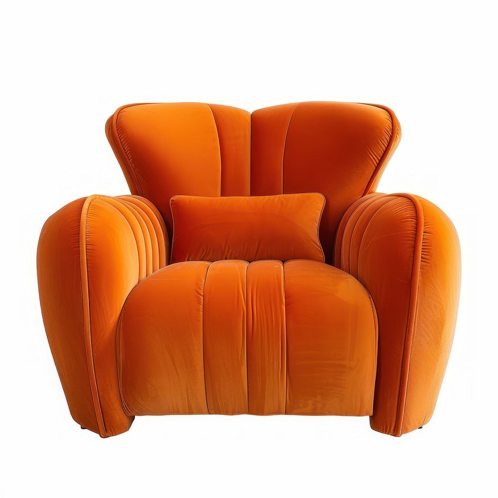 Orange chair furniture armchair cushion.