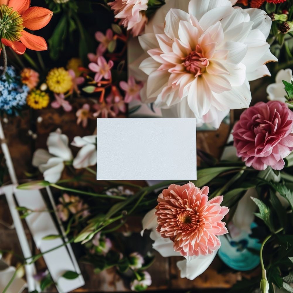 Blank business card mockup flower asteraceae blossom.