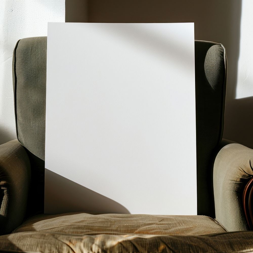 Blank white A0 paper chair furniture white board.