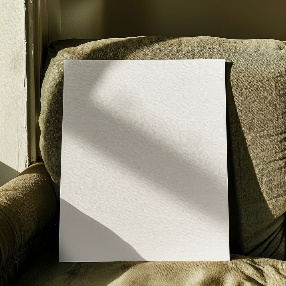 Blank white A0 paper furniture cushion couch.