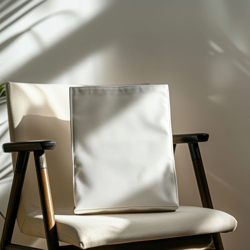 Blank white shopping bag armchair furniture cushion.