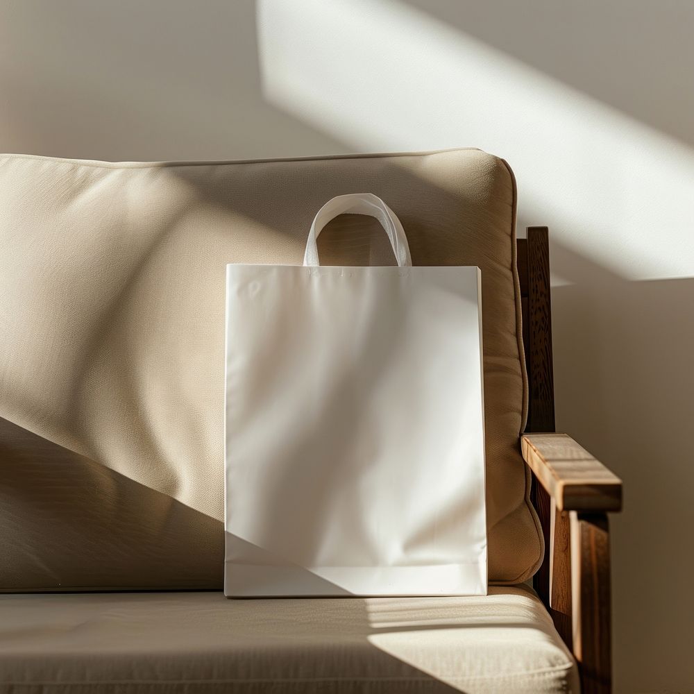 Blank white shopping bag accessories accessory furniture.