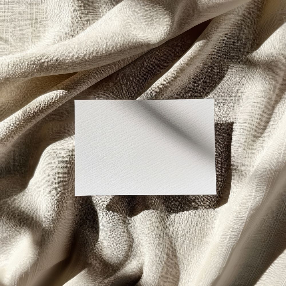 Blank white business card person linen paper.