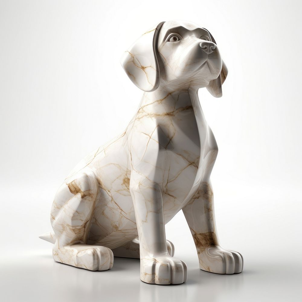 Marble dog sculpture porcelain figurine pottery.