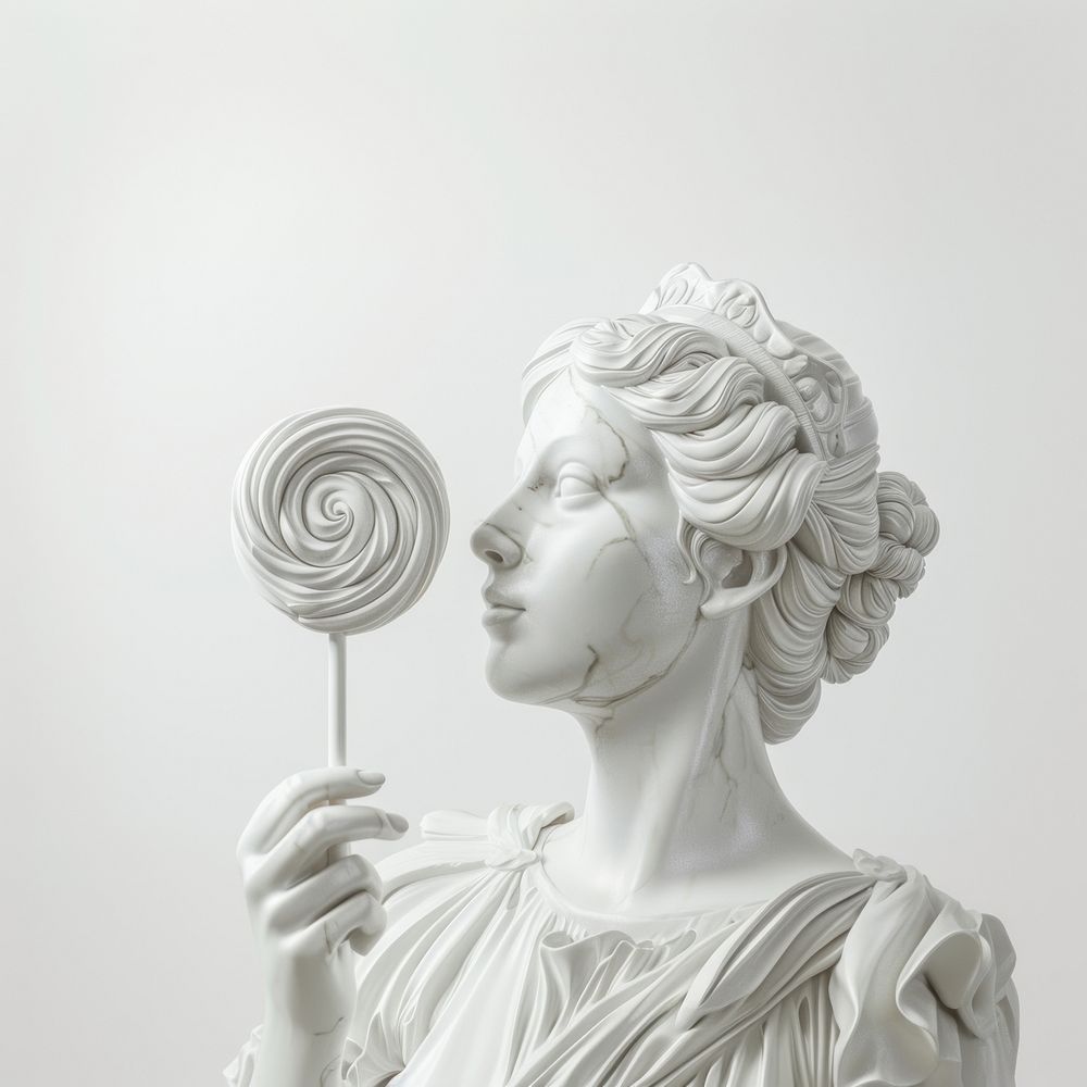 Marble greek woman sculpture confectionery lollipop sweets.