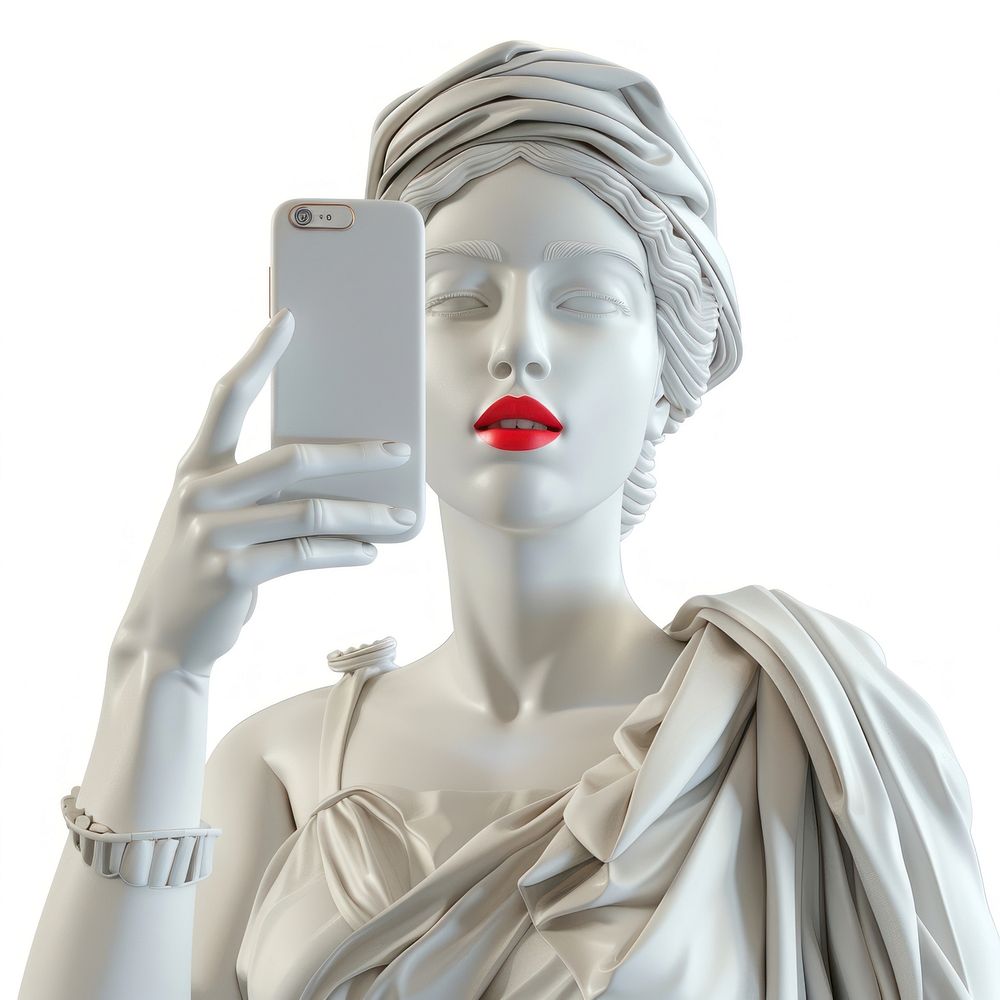 Marble greek woman sculpture phone mobile phone electronics.