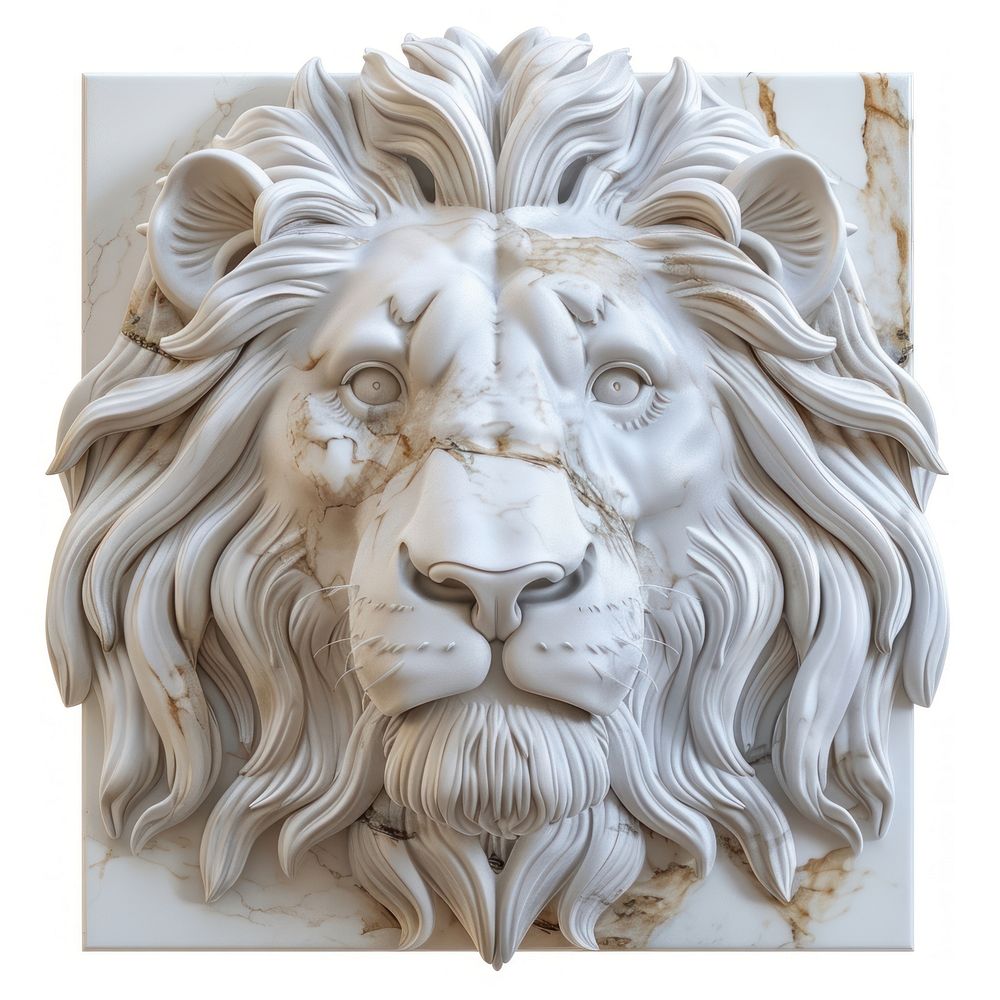 Marble lion head sculpture photography wildlife painting.