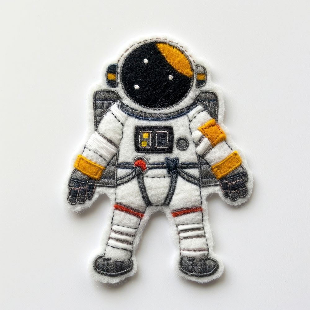 Felt stickers of a single astronaut person robot human.