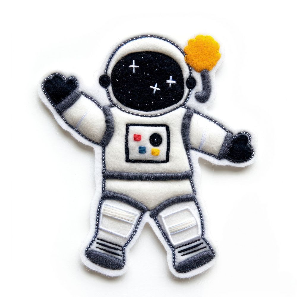 Felt stickers of a single astronaut plush robot toy.