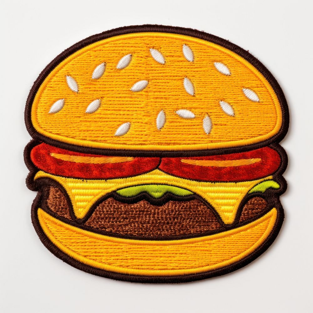 Felt stickers of a single burger football sports food.