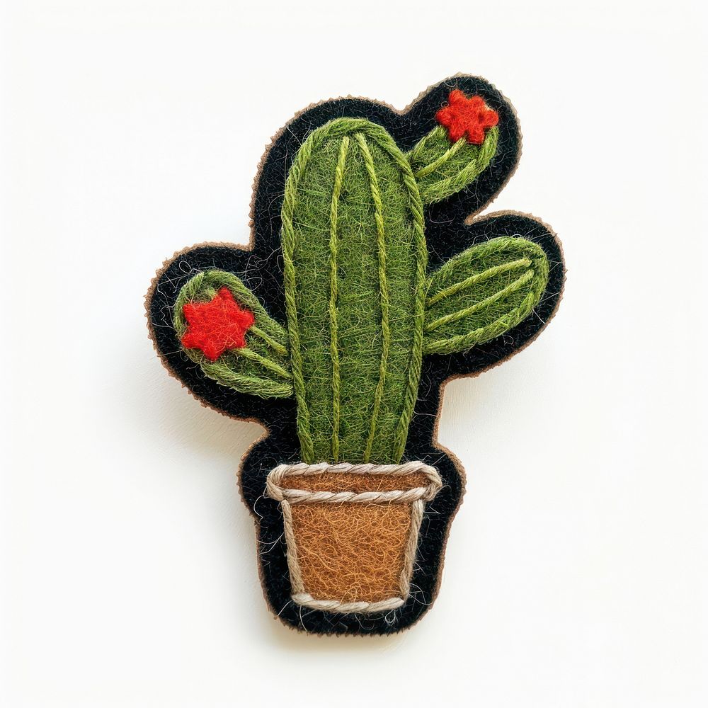 Felt stickers of a single cactus plant.