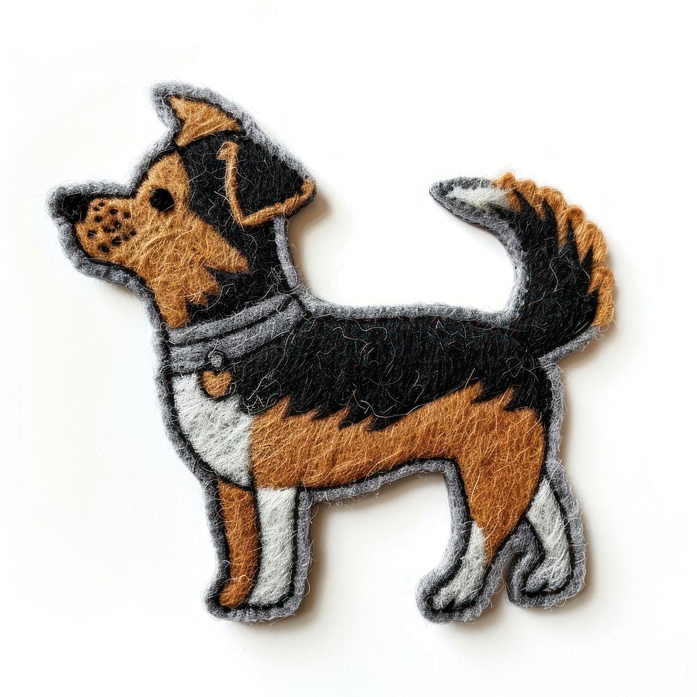 Felt stickers of a single dog kangaroo airedale wallaby.