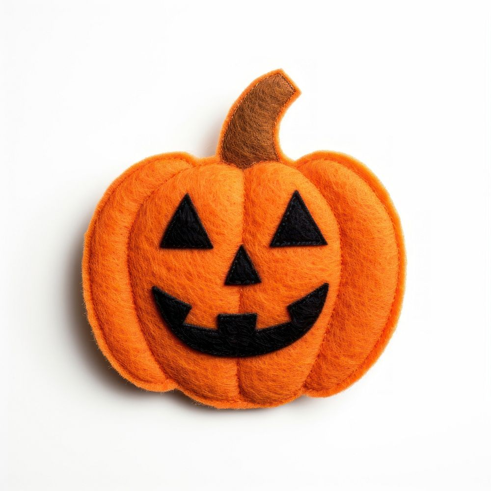 Felt stickers of a single halloween pumpkin vegetable festival produce.
