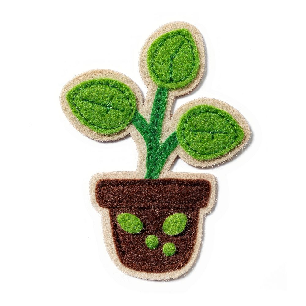 Felt stickers of a single plant symbol cross leaf.