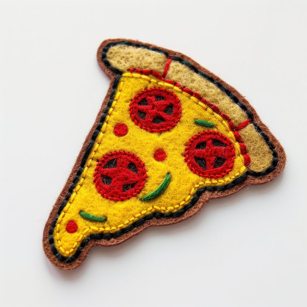 Felt stickers of a single slice pizza accessories accessory applique.